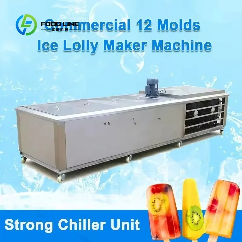 Customized 12 Molds Industrial Ice Popsicle Making Machine with Different Shapes Stainless Steel for Dessert Shop, Retail Store