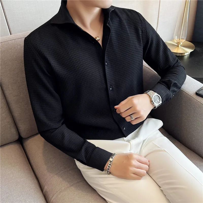 Brand Clothing Men Spring High Quality Business Long Sleeve Shirts/Male Slim Fit Fashion Casual Dress Shirts Plus Size 3XL