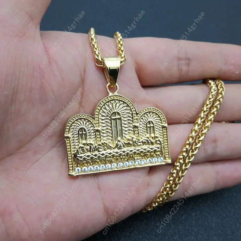 Hip Hop Hiphop Ultima Cena Collana con ciondolo Ornamento Pendenti in acciaio inossidabile Collana di gioielli per feste per uomini e donne