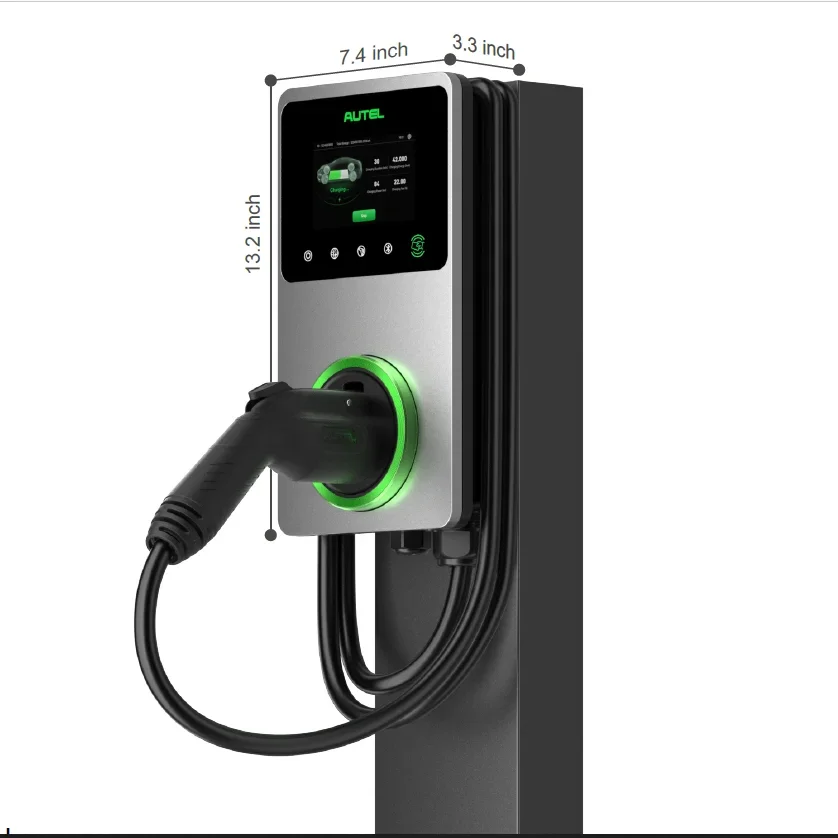 Fast electric car ev charger charging station Autel OCPP Smart Floor-mounted EV charger with pedestal LCD touch screen