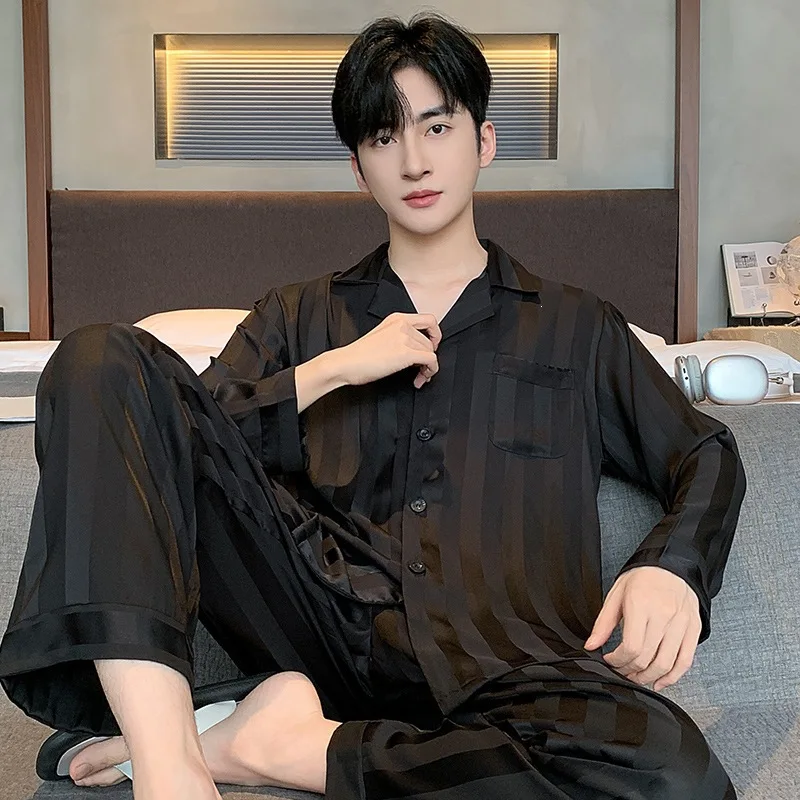 Pajamas Men's Long Sleeve Suit 2026 New Spring and Autumn Season Fatty Fattening Large Loose Large Size Thin Spring Autumn