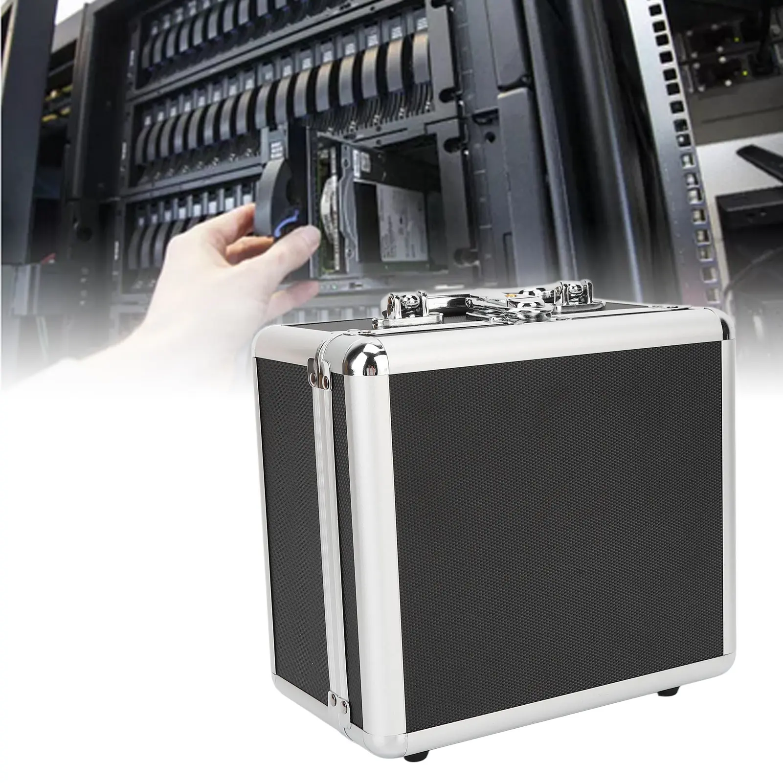 صندوق تخزين القرص الصلب من سبائك الألومنيوم ، مقبض مريح ، علبة محرك صلب 20 خلجان ، قفل ، أمان مزدوج للمنزل ،