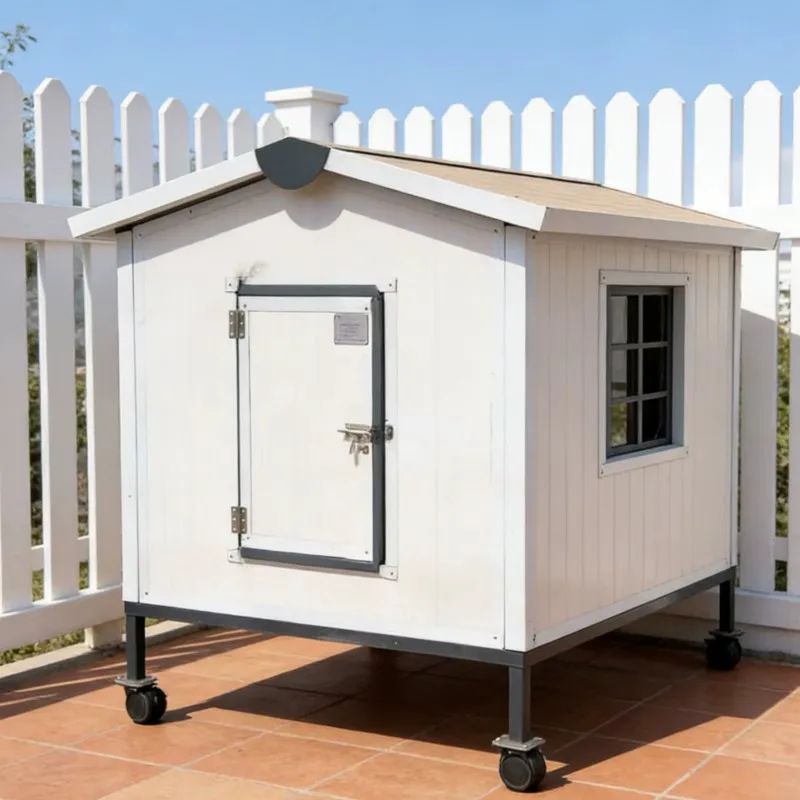 Insulated Double-Window Collapsible Pet House Cage Rotating Feeding Bowl Dual Electric Floor Heating Waterproof Easy Clean Wood
