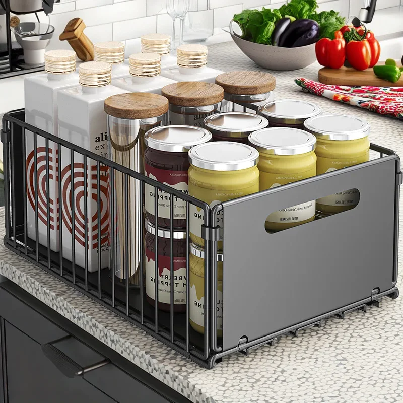 

Pull-Out Kitchen Storage Rack - Slide Drawer Organizer for Seasoning Bottles & Spice Storage