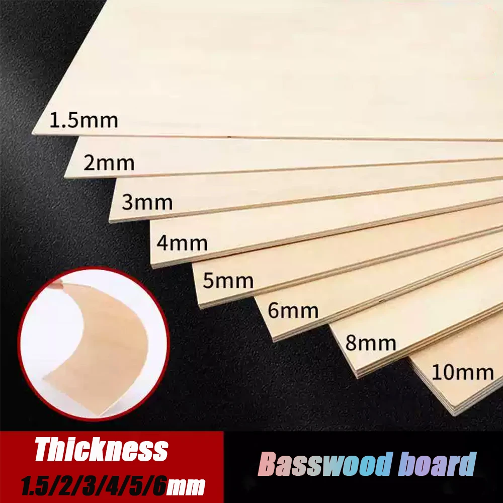 Tablero para manualidades de tilo, espesor de 1,5-6mm, tablero de madera de capa de modelo, mesa de arena artesanal, accesorios de materiales de modelo de construcción, 1/3/5 Uds.