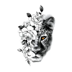 Pegatinas de tatuaje temporal de leopardo para hombres, tatuajes de Henna, arte de flores, Flash, transferencia corporal, pegatina de tatuaje falso, 5 estilos