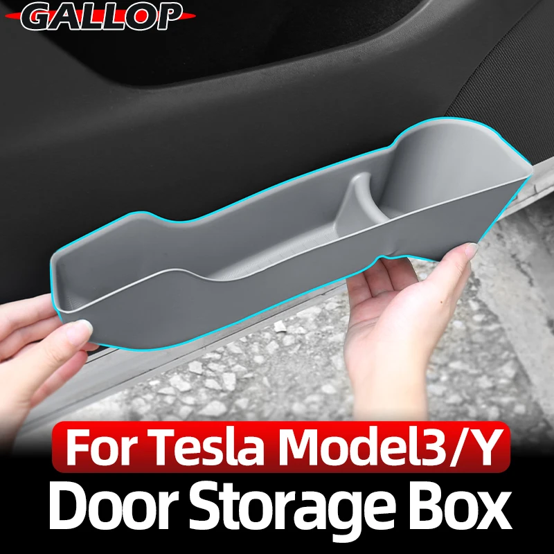 

For Tesla model Y Model 3 Car Door Side Storage Box TPE Protective Slot Pad Extended Refit Interior Trim Accessories Decoration