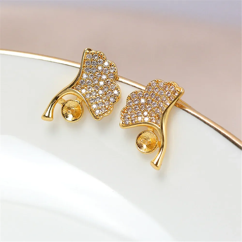 19 Style Pearl Stud Earrings Setting Base 14K Gold Simple Fashion Temperament Handmade Diy Jewelry Making Findings&Components