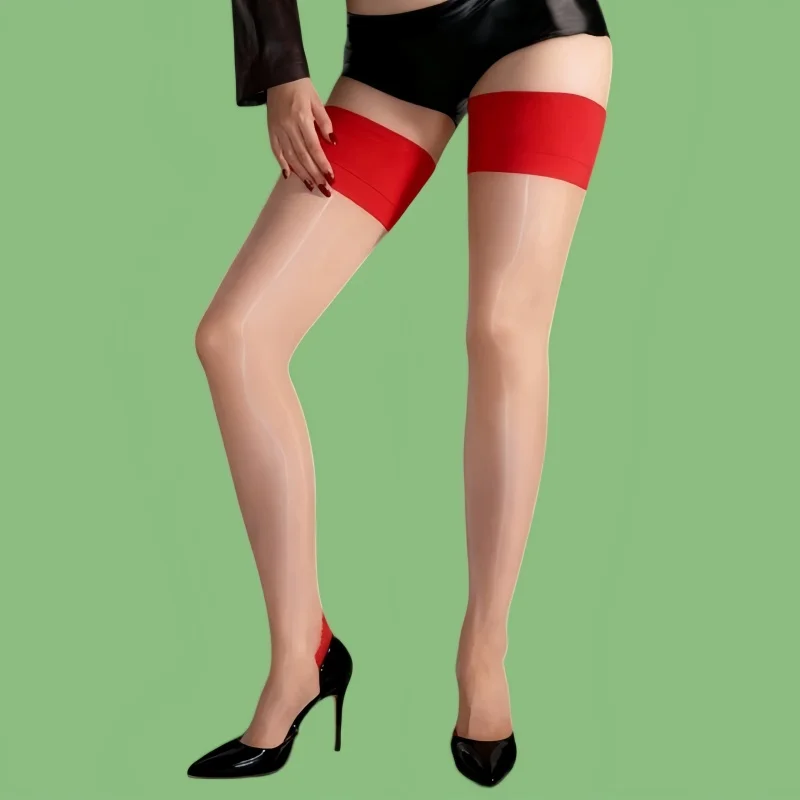 Candy Color Patchwork Stockings Plus Size Vintage Aurora Shiny Stockings Beautiful Legs Back Seam Party Dance Long Medias Mujer