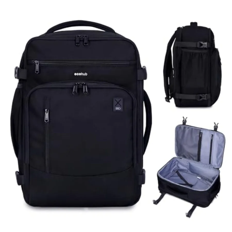 

17" Small Travel Backpack, United Airlines Personal Item Bag 17x10x9 with 16 Pockets, Water Resistant Rucksacks Fit 15.6" Lapto