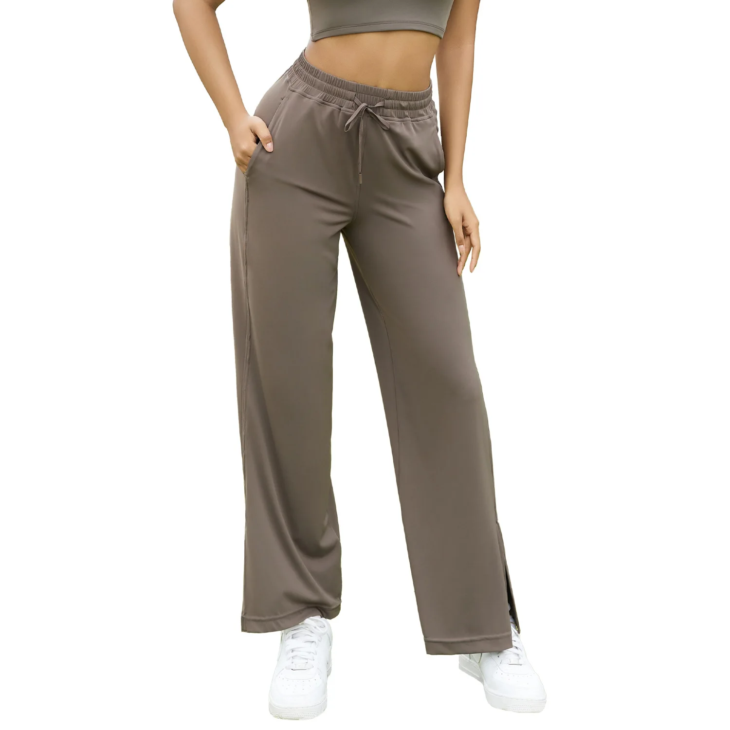 

Mermaid Curve Loose Drawstring Yoga Pants Women's Split with Pocket Sports Yoga Pants Summer Fitness Pants women pants