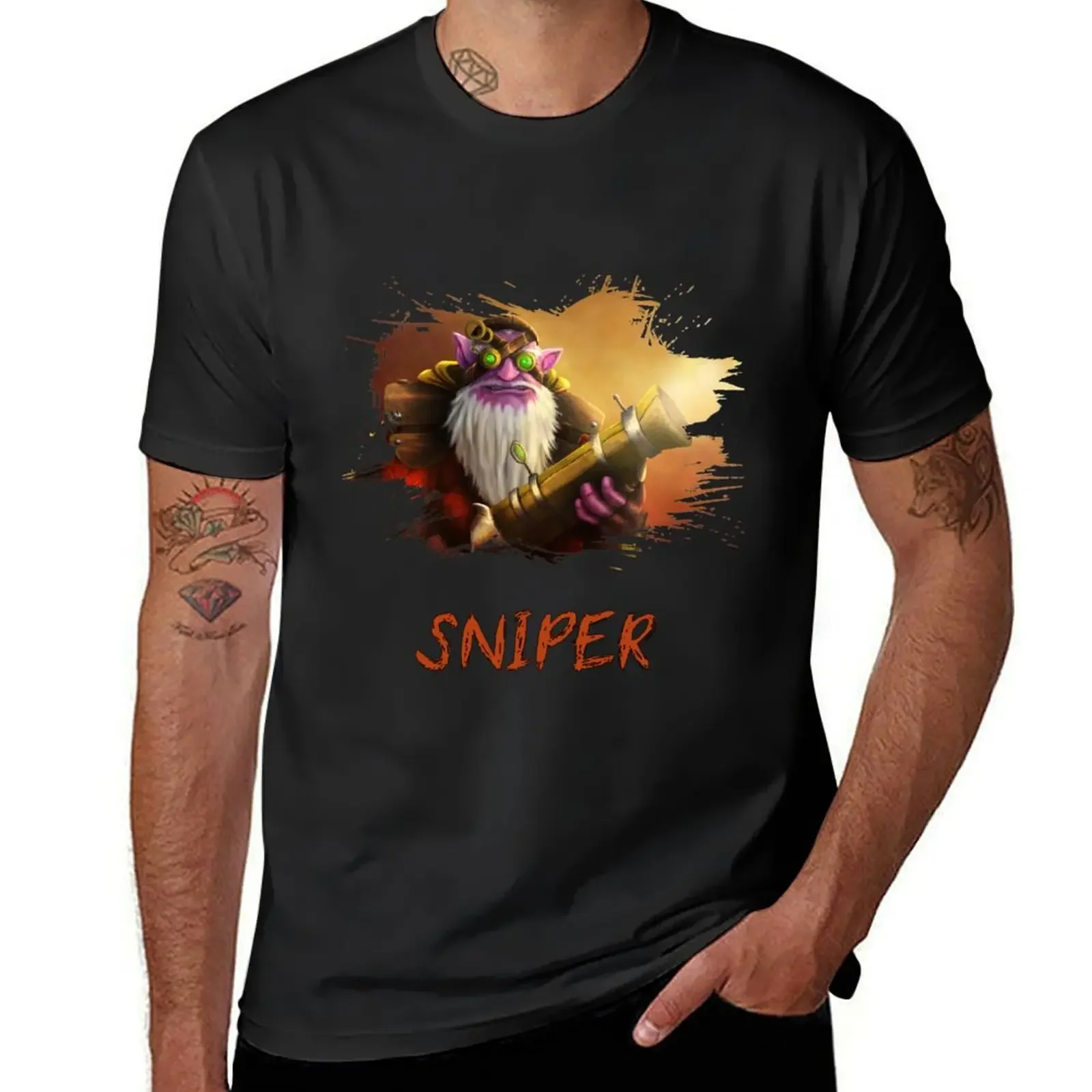 Dota 2 Sniper T-Shirt anime quick drying mens vintage t shirts