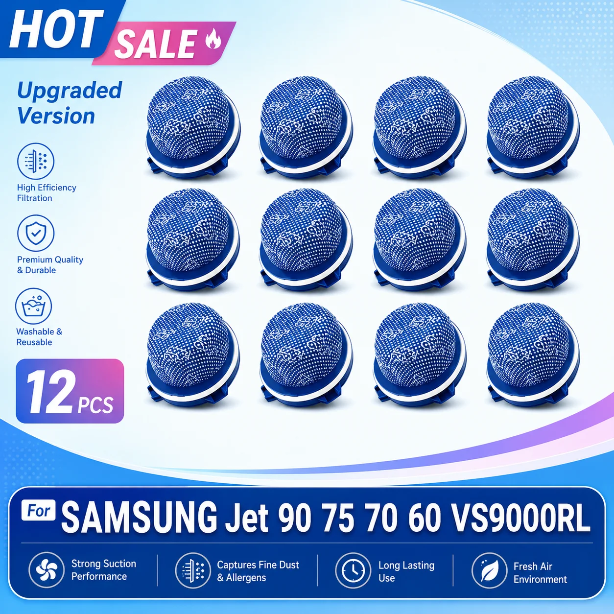 Passend für SAMSUNG Jet 90 75 70 60 VS9000RL Staubsauger Ersatzteile Waschbarer Mikrofilter DJ97-02649A Ersatzzubehör