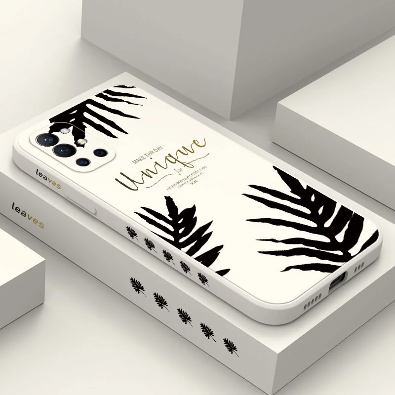 

Black Leaves Phone Case For Oneplus 9R 9RT 9 8T 8 7 7T Pro 5G Liquid Silicone Cover