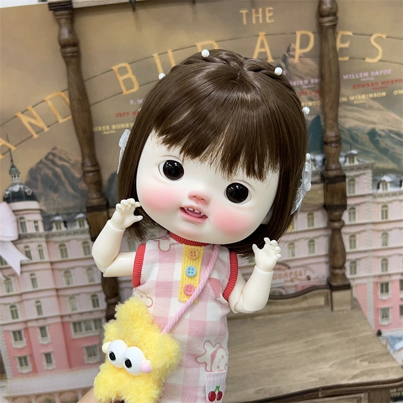 

Парик для куклы BJD, игрушка 1/4 1/3 Da Toe Dian Dian, белый, синий, жемчужный, узел-бабочка, парик с короткими волосами, высокотемпературные шелковые аксессуары для кукол