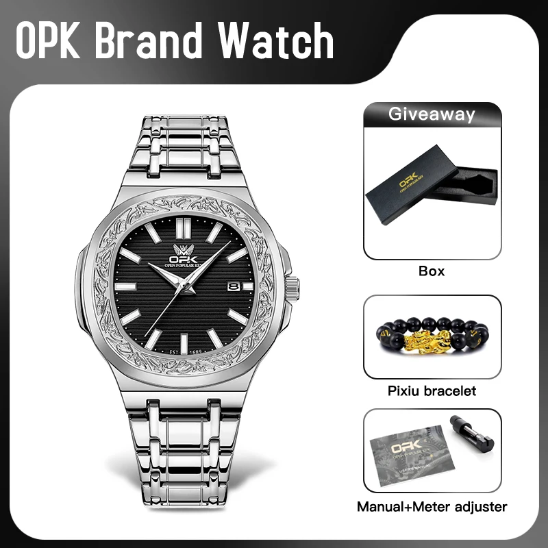 

OPK 8145 Mens Watch Original Fashion Simple Quartz Watch Waterproof Luminous Reloj Automatic Date Free Gift Watches For Men ﻿