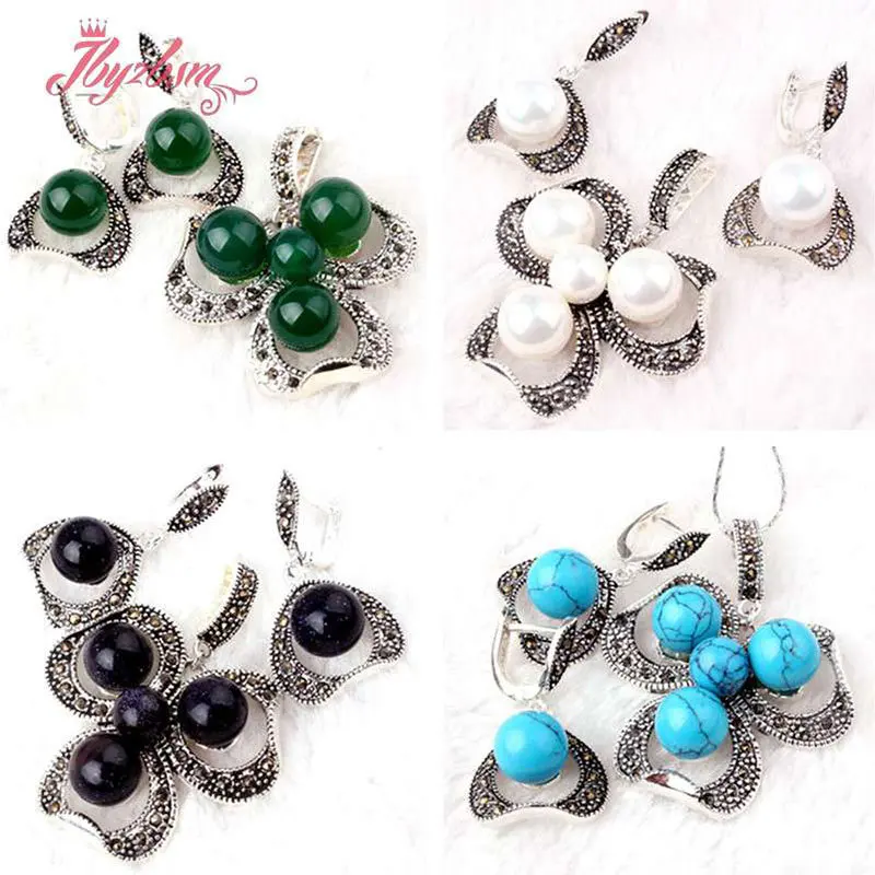 

8,10mm Round:Opal Agates Coral Shell Cat Eye Stone Beads Hand Mosaic Noble Tibetan Silver Fashion Pendant Earrings