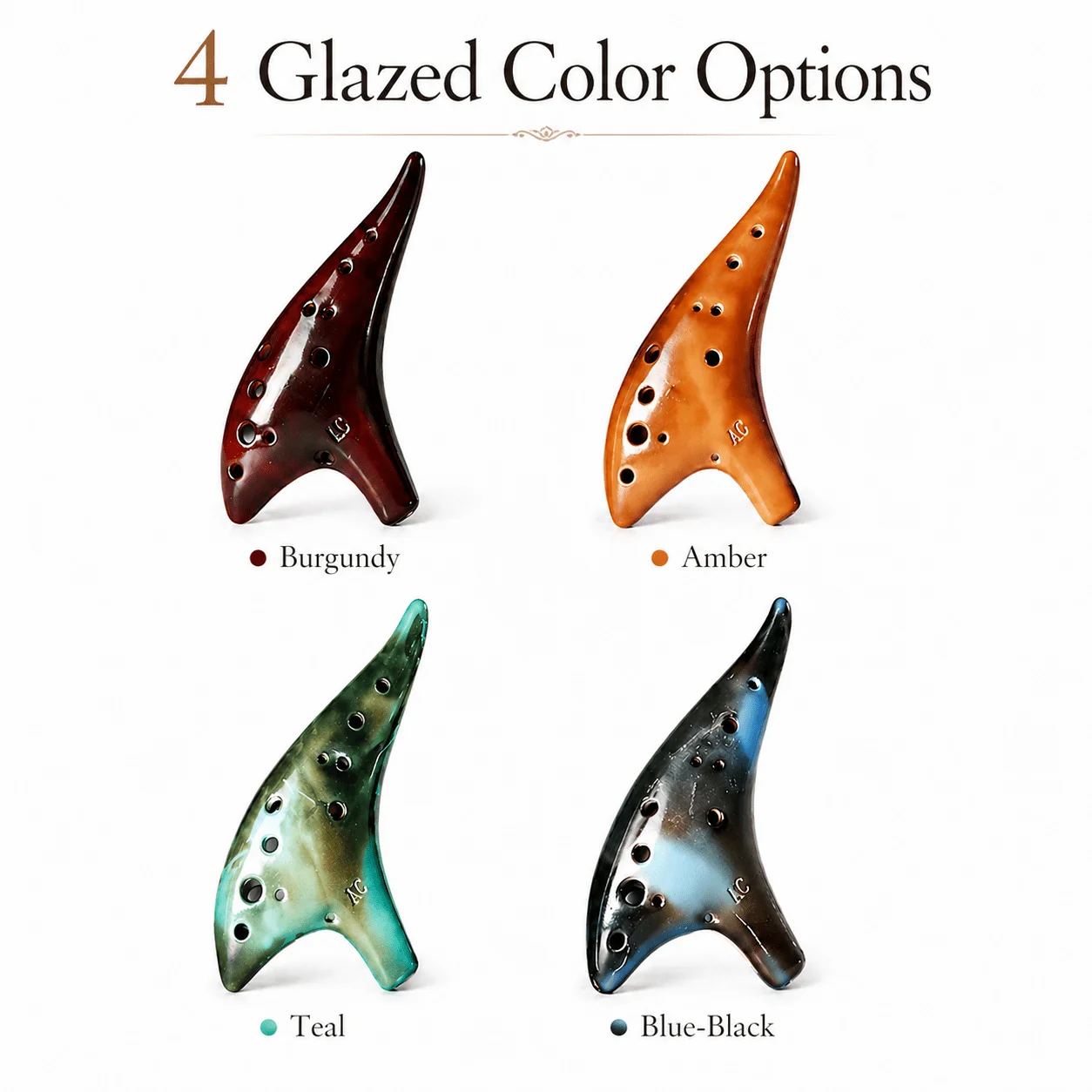 12‑Hole C‑Key Alto Ocarina, Precise Intonation, Excellent Tone (AC Key). Designed Specifically for Beginners and Exquisitely Crafted with The Smoked‑firing Process. Suitable for Daily Practice and Stage Performances By Adult Learners.