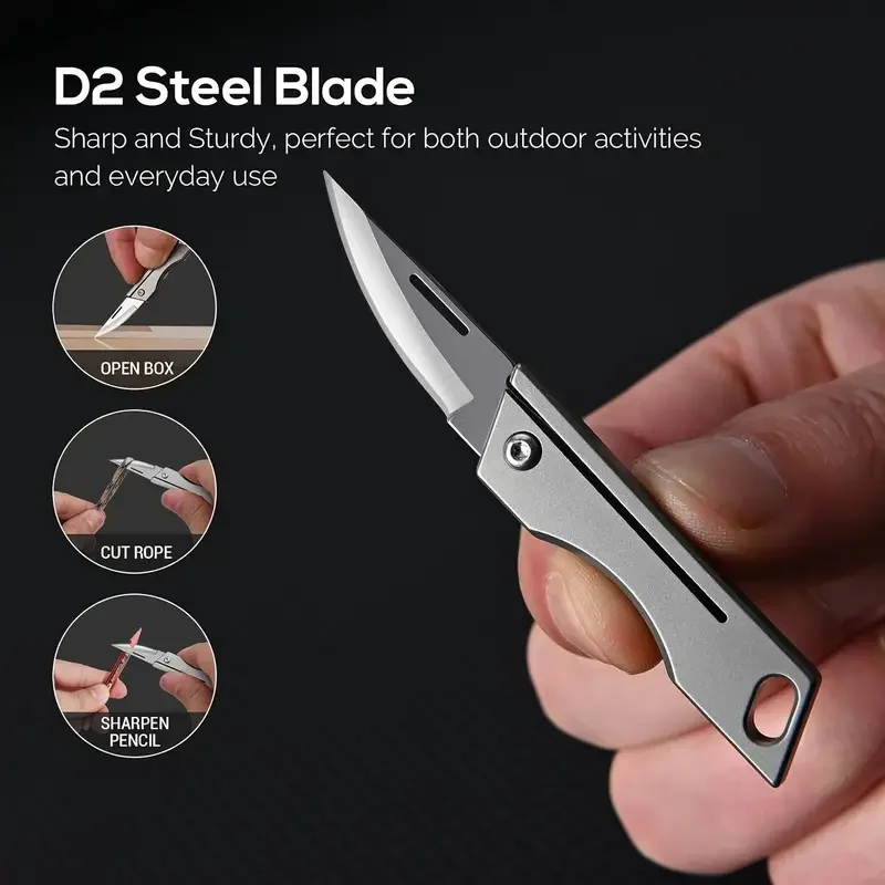 

Pocket-Sized Folding Knife, Men's Keychain Knife, Compact EDC Titanium Alloy Utility Blade, Perfect For Office Home Box-Cutting