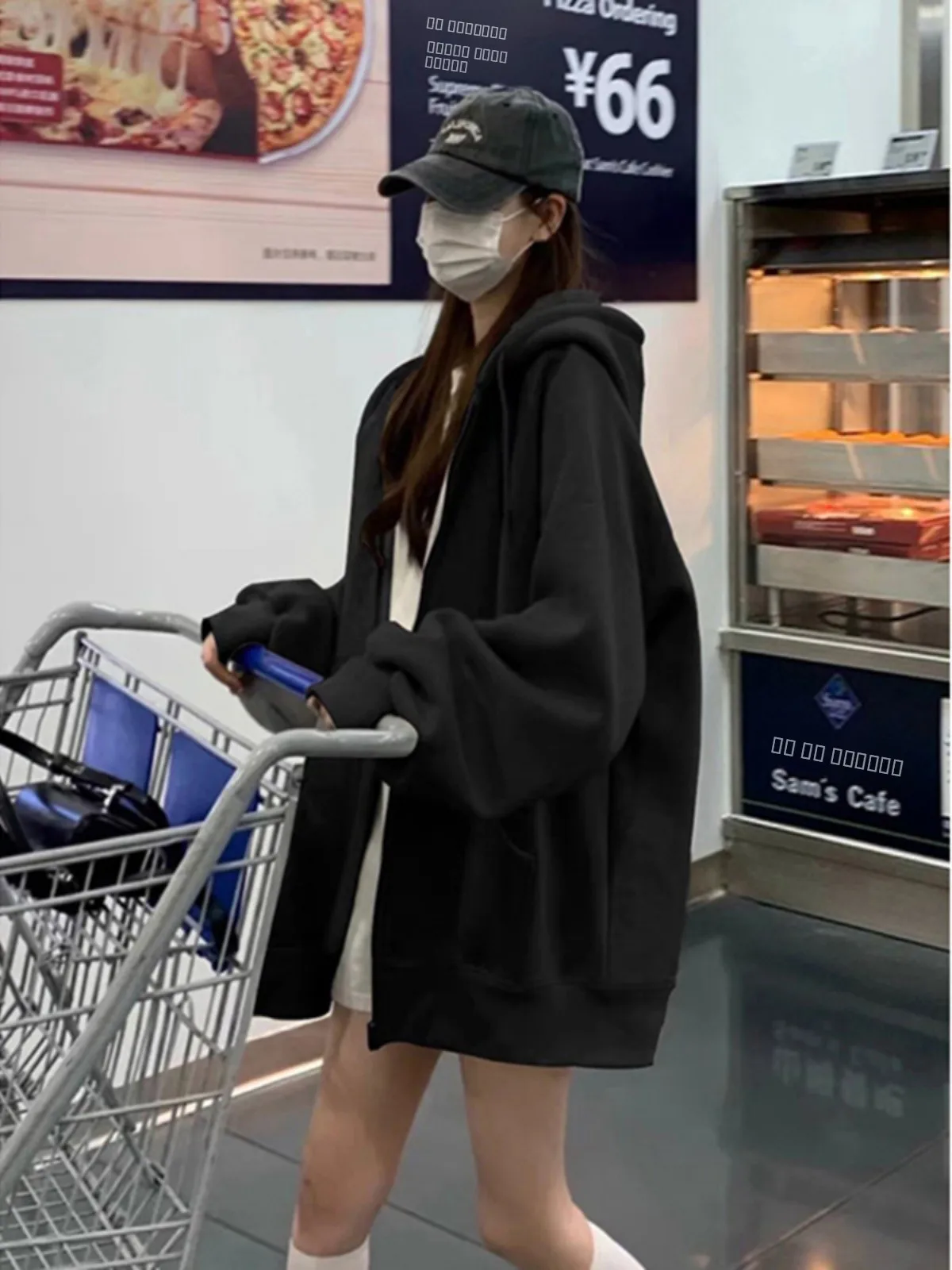 

Худи-кардиган Pure Bla для женщин, весна-осень, в американском уличном стиле, утяжеленный, с капюшоном, повседневный, удобный, свободный...