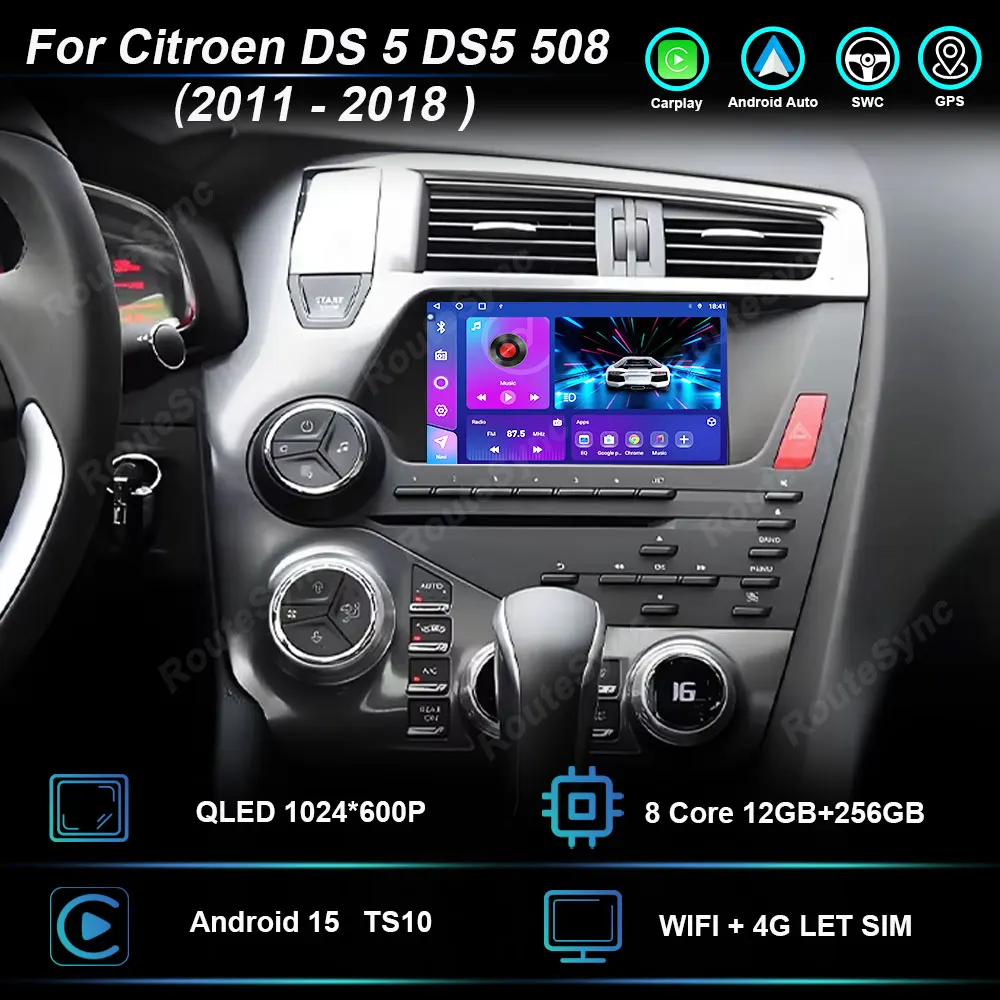 

7'' Android 15 auto radio For Citroen DS 5 DS5 508 2011 2014 2015 - 2018 Multimedia Car Radio Player Screen Head Unit Carplay 4G