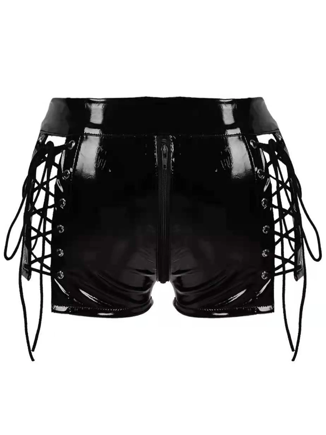Sexy hollow black PU summer shorts women leather shorts for woman clothing micro mini short hot pants bar nightclub party shorts