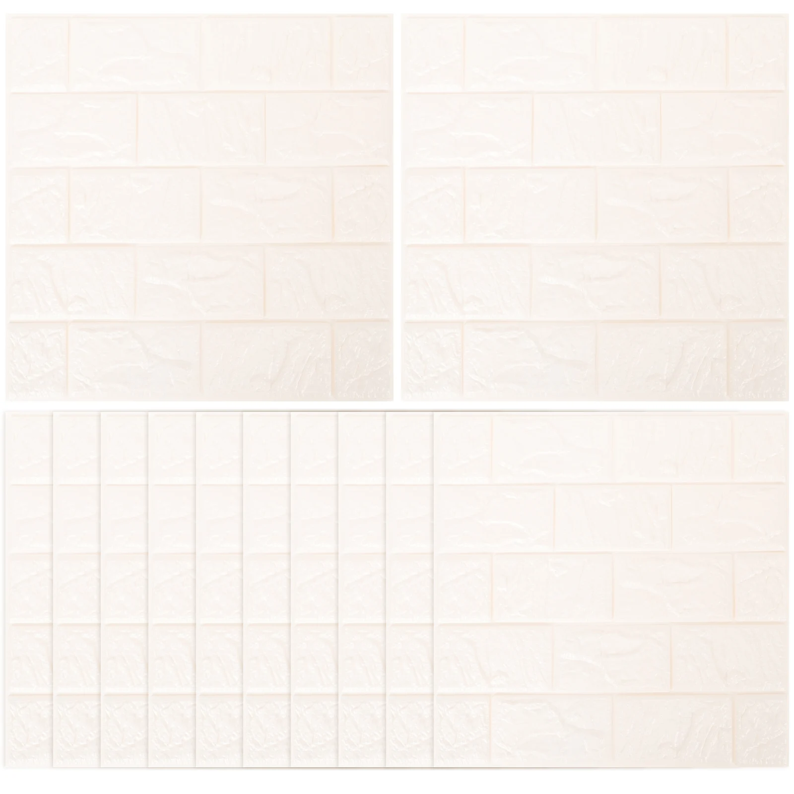 

12pcs Waterproof Wall Stickers Brick Design Self Adhesive Decorative Stickers For Kitchen Home Decor Peel Stick Removable White