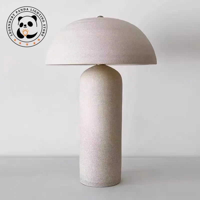 Nordic Retro Table Lamp Wabi-Sabi Ceramicah Fabric Art Lampshade Luminaria Bedside Bedroom Parlor Lofa Study Office LED Fixtures