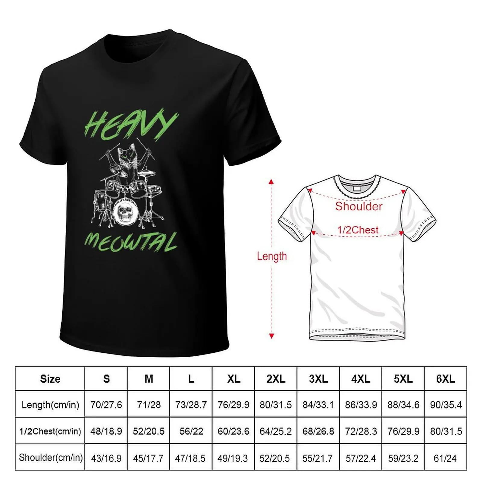 Heavy Metal / Heavy Meowtal Drummer Cat Hardrock Cat T-Shirt man t shirt sports fans shirts graphic men clothing