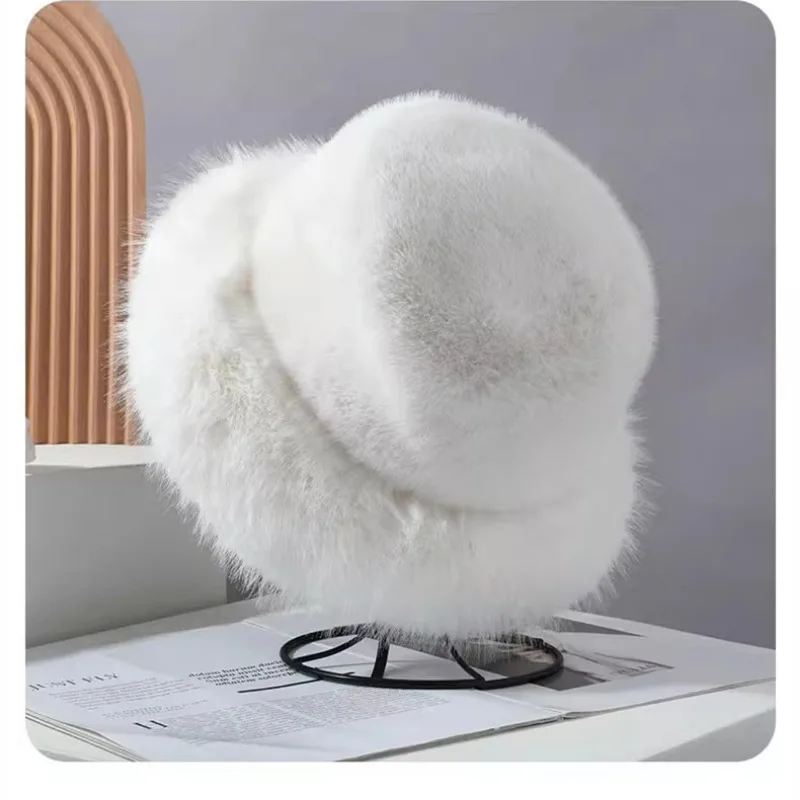 Hat Female Autumn and Winter Pot Hat Plush Fur Thickened and Warm Japanese Series