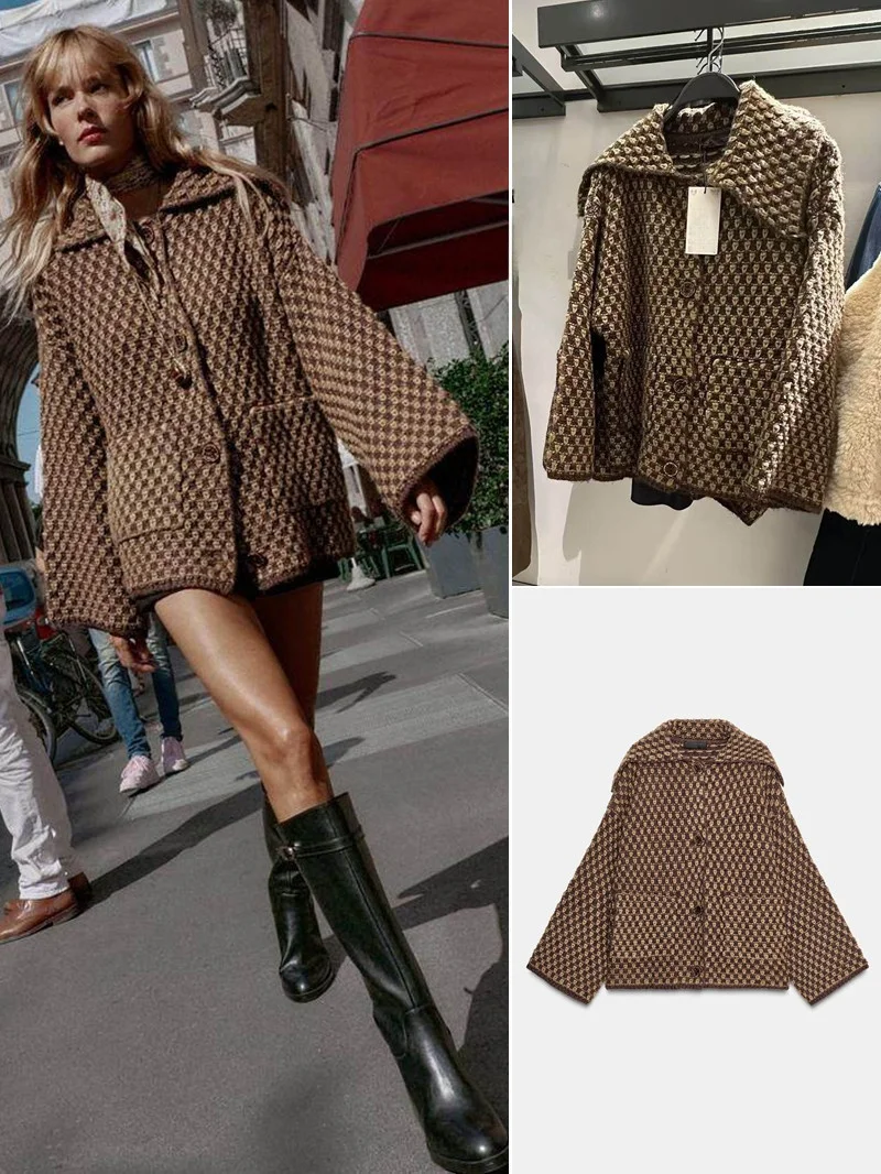 

Autumnal on Sle Knitted Jaet Women's awl Collar Cotton Blend Knitted Sweater Top Buttoned Long Sve Regular Fit