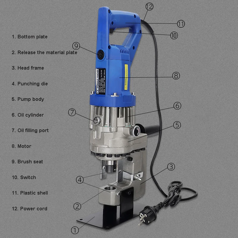 Electric Hydraulic Punching Machine Electric Punching Tool Hydraulic Piercing Press Angle Iron Puncher 220V