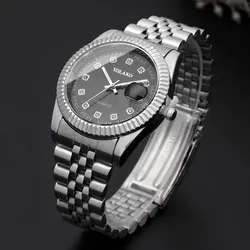 Fashion Diamond Calendar Mens Watches Business Luxury High Quality Quartz Watch For Men Stainless Steel Wristwatch Reloj Hombre