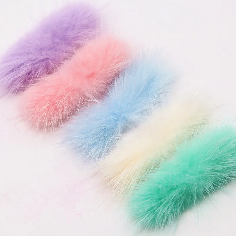 2-3cm*6-7cm Real Mink Pompoms Bowknot Fur Pompom for Sewing on Knitted Scarf Hats Fur Patches Diy Crafts Hair Accessories