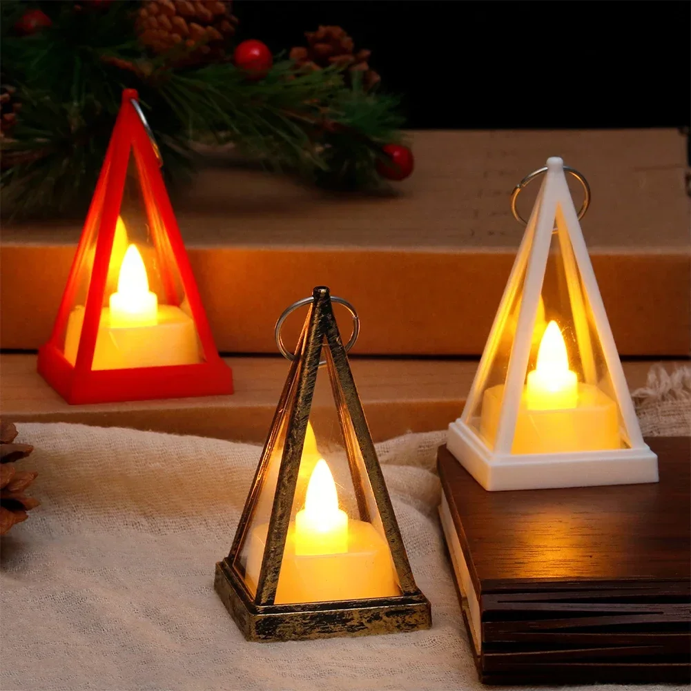 Retro Triangle Electronic Candlelight Outdoor Camping Restaurant Living Room Atmosphere Light Home Room Decoration New Year Gift