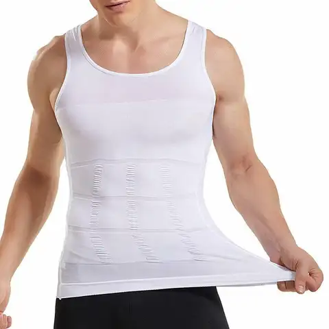 Faja reductora adelgazante para hombre, moldeador de cuerpo, camisa de compresión ajustada, ropa interior para hombre, carpeta Abdominal quemagrasas, corsé para hombre