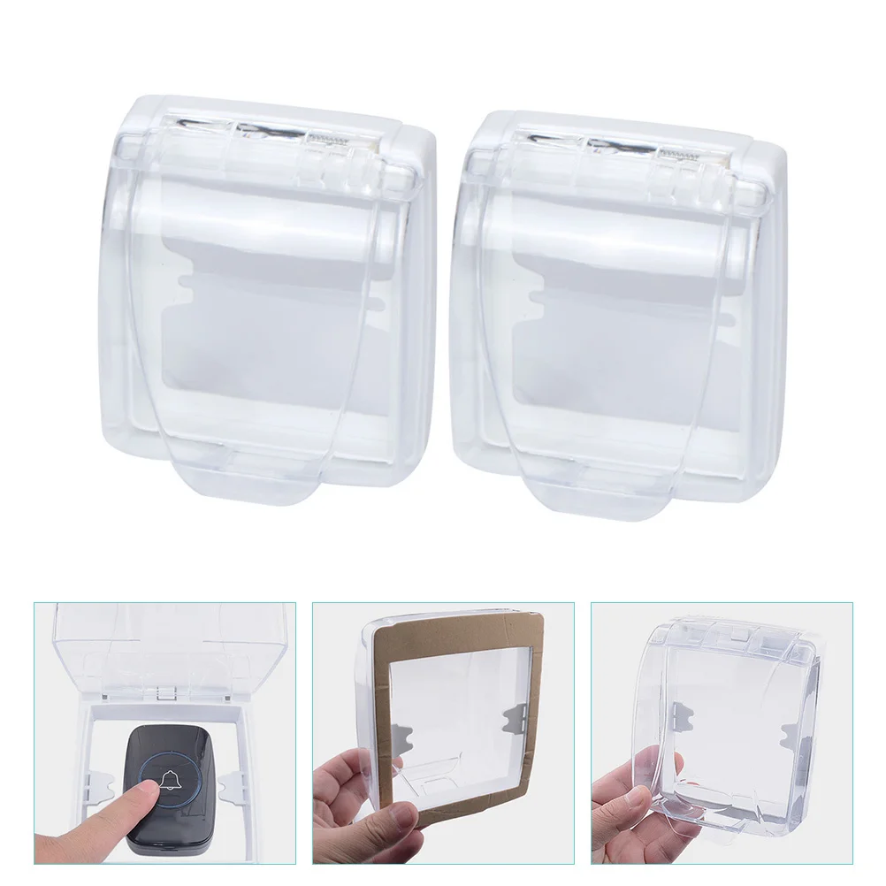 

2pcs Transparent Doorbell Cover Rainproof Waterproof Shell For Outdoor Door Access Fingerprint Device Time Attendance Machine