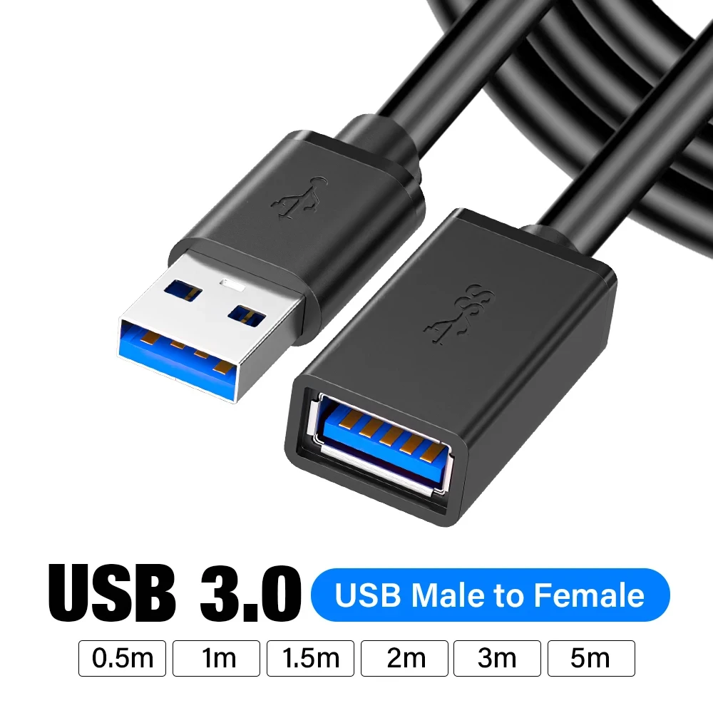 0.5/1/2 M USB Extension Cable 3.0 Data Cord For Laptop TV SSD U Disk Mouse Keyboard Male to Female Camera Printer Connector