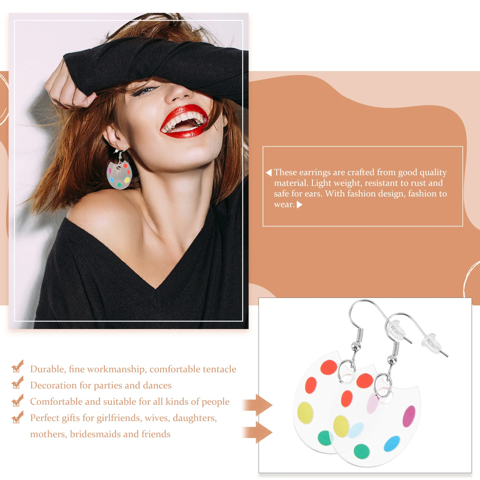 

1Pair Creative Ear Jewelry Lightweight Rust Resistant Earrings Stylish Ear Drops Perfect for Everyday Casual and Party