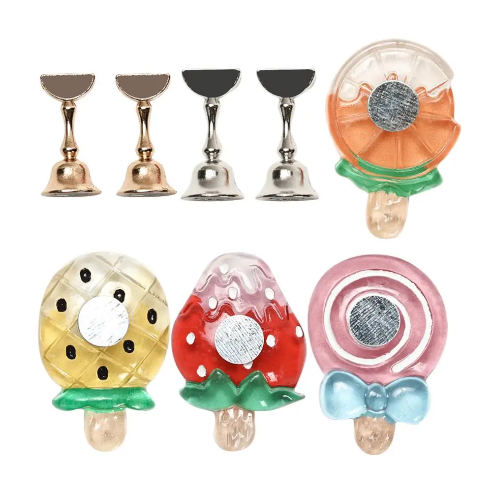 

4 Pcs Finger Manicure Practice on Fake Nails Stand Magnetic Holder LED