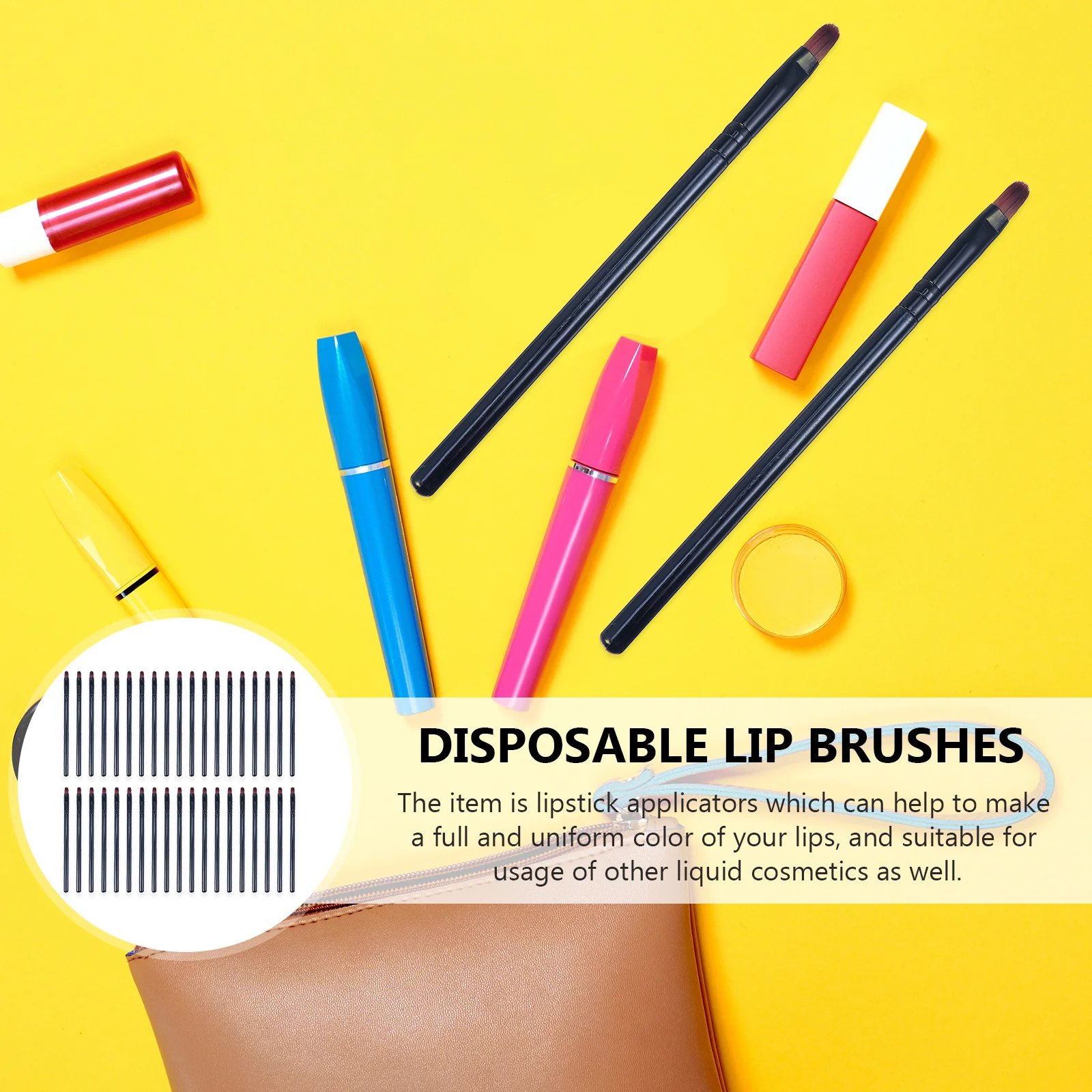 

50Pcs Durable Lip Brushes Flexible Shade Adjustment Comfortable Grip Makeup Tool for Shape Makeup Brush