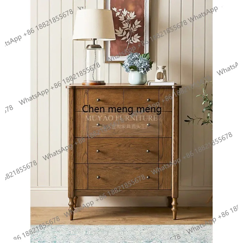 

American retro solid wood chest French porch storage dining side cabinet bedroom storage cabinet