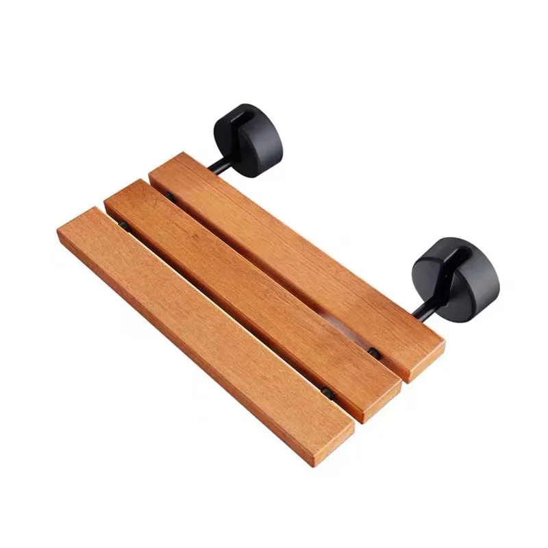 

Wall-mounted folding solid teak seat