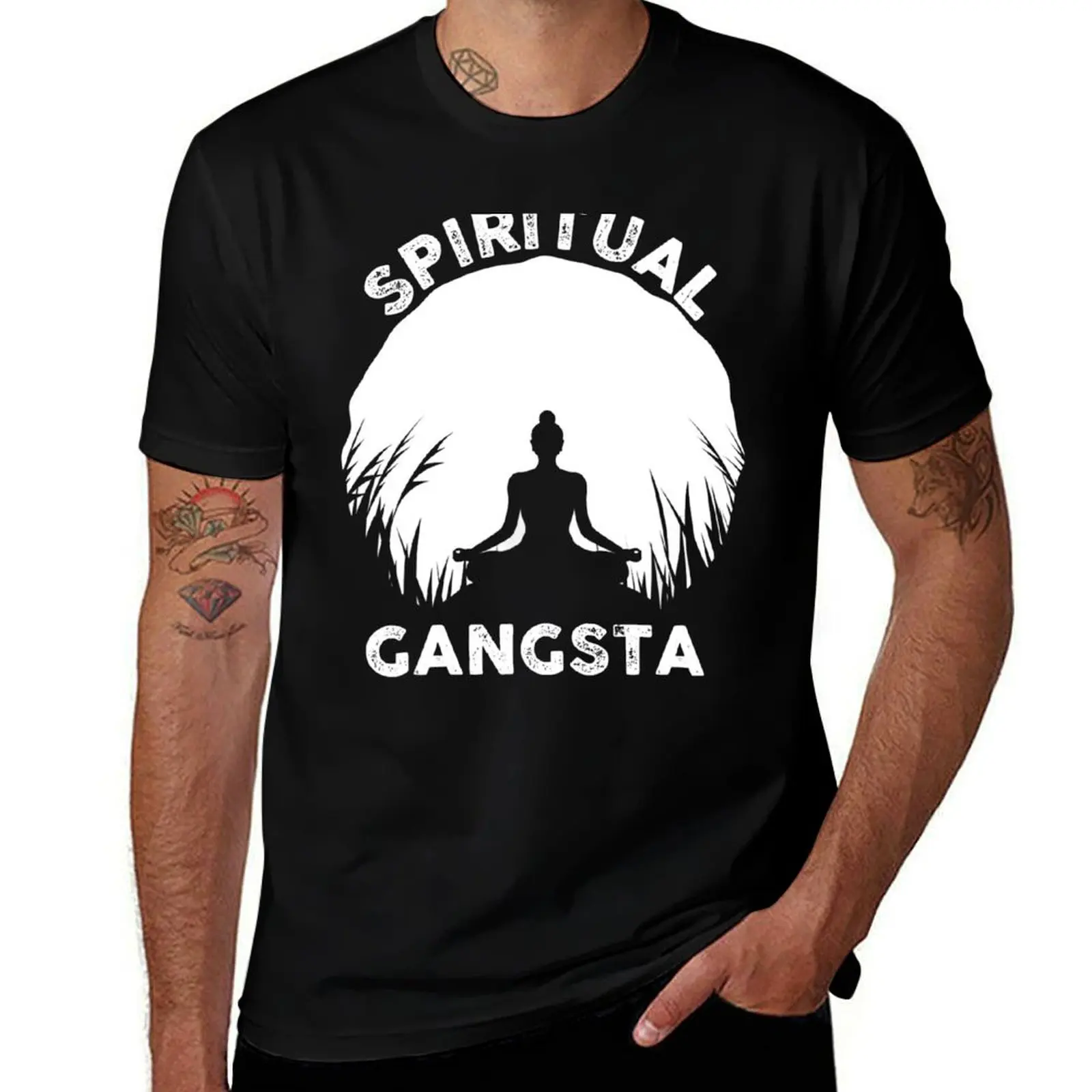 

Vintage Style Yoga Spiritual Gangsta Gifts For Men and Women, Gift Halloween Day, Thanksgiving, Christmas Day T-Shirt