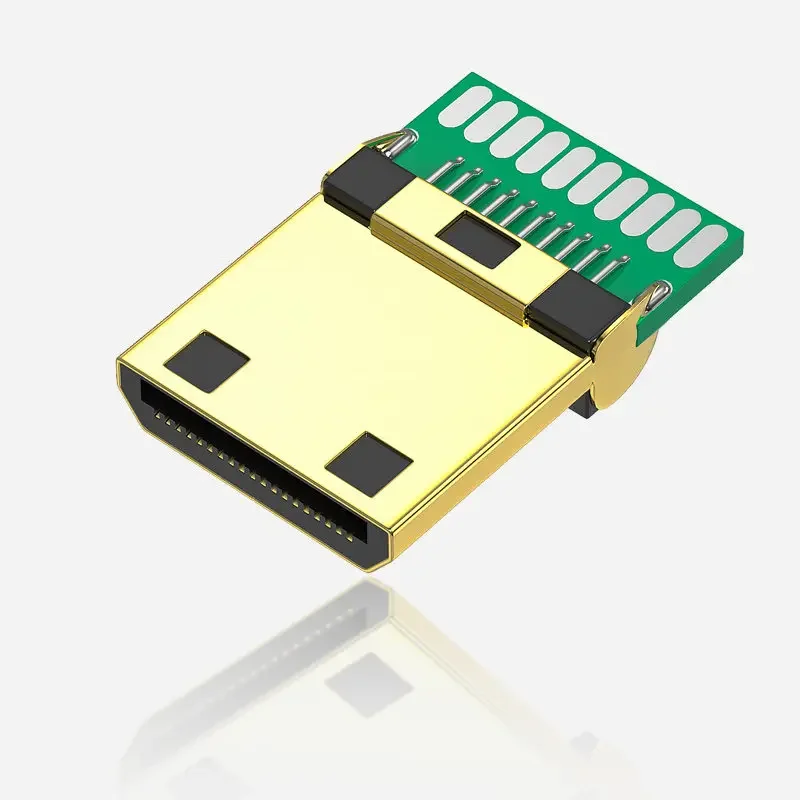 Mini HDMI Male to Female Soldering Wire Headband with PCB Copper Shell Gold-Plated Soldering Plate Type for Audio Video Connecti