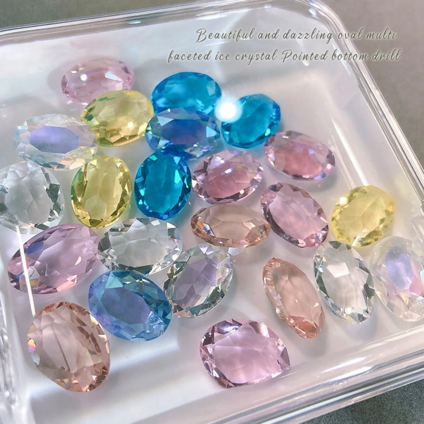 YYM 10PCS Luxury Clear Nail Art Rhinestones Oval Round Nail Diamonds Sparkling Nail Jewelry Manicure Ornaments For Nail Salon