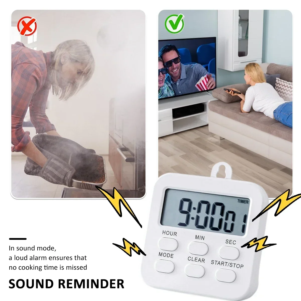 3 in 1 Large Magnetic LCD Digital Kitchen Countdown Timer Stopwatch Alarm with Stand Kitchen Timer  Cooking Alarm Clock