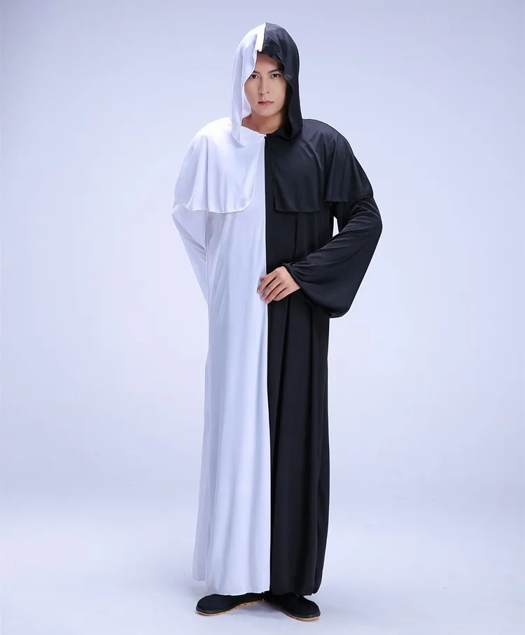 زي الهالوين للسيدات البالغات التأثيري الطاوية الكسول شبح رداء طويل بلا وأبيض غير عادي ملابس تشينغ ديناس الشبح