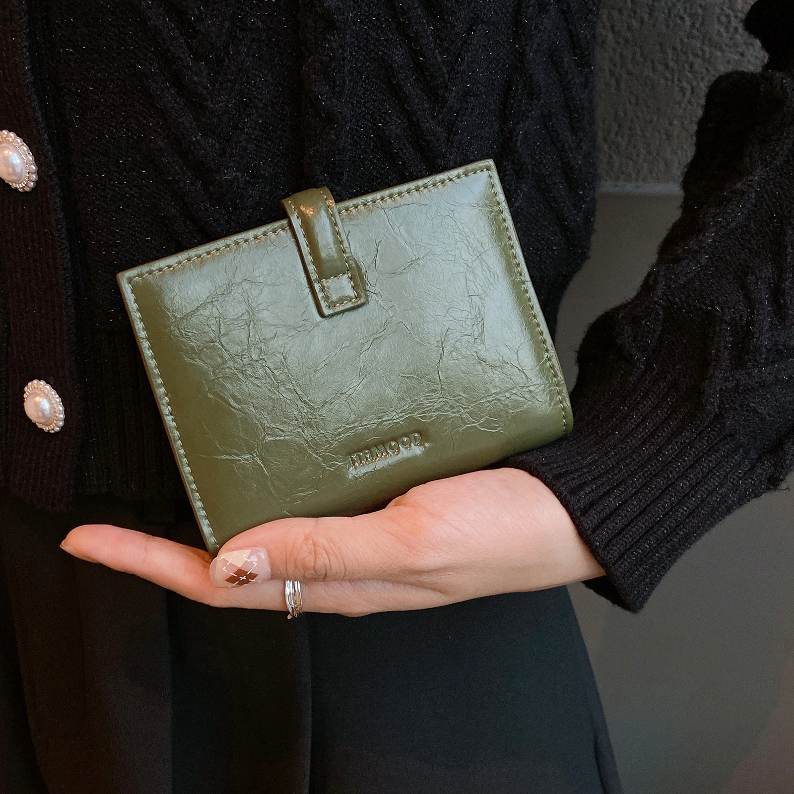 ITAMOOD-Sac à main vintage pour femme, portefeuille court en cuir texturé ciré à l\'huile résistant à l\'usure, antivol, porte-cartes de crédit