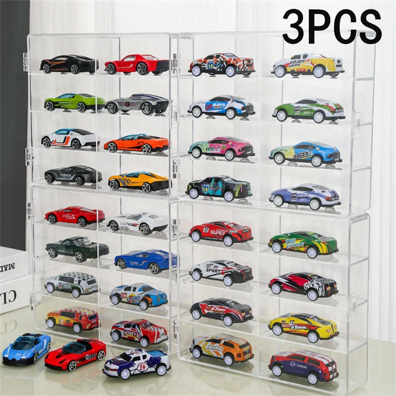 1/2/3PCS Acryl Auto Display Box 1:64 Für Hot Wheels Auto Modell Spielzeug 8 Grid Schrank rack Staubdicht Stapelbare Auto Lagerung Boxen